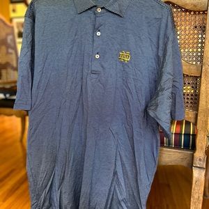 Peter Millar short sleeve polo with Notre Dame logo size L good condition